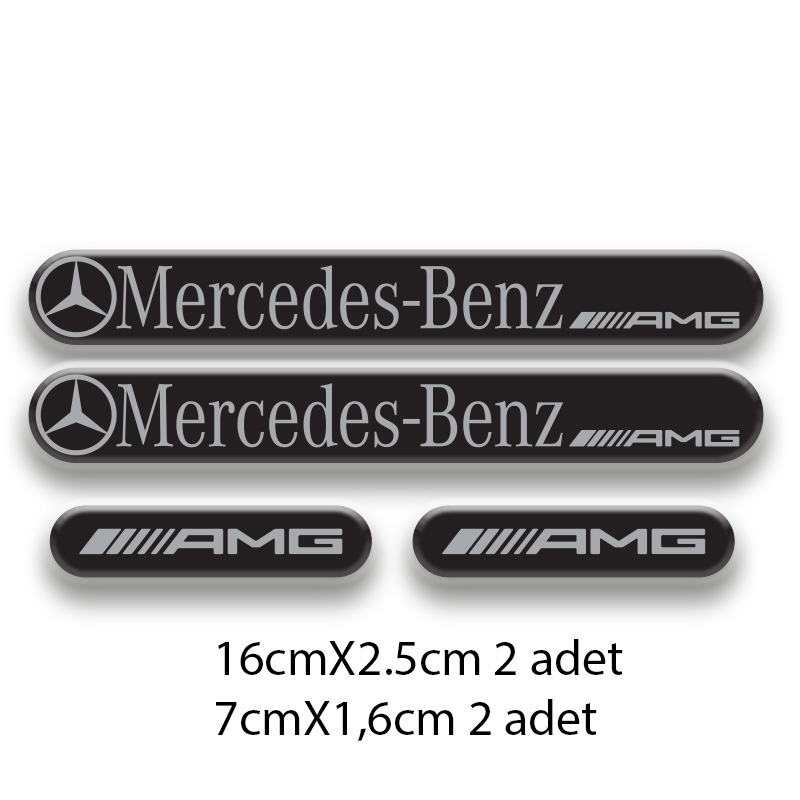MERCEDES 3D DAMLA 4'LÜ OTO STİCKER SET 1