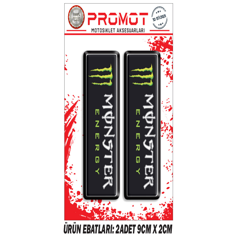MONSTER ENERGY ÖN MAŞA 3D KABARTMALI 2'Lİ DAMLA STİCKER 1