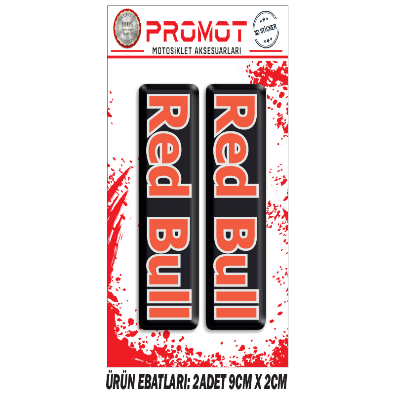 REDBULL TASARIMLI ÖN MAŞA 3D KABARTMALI 2'Lİ DAMLA STİCKER 1