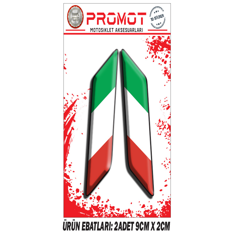 İTALYA ÖN MAŞA 3D KABARTMALI 2'Lİ DAMLA STİCKER 2