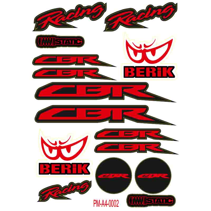 CBR MOTOSİKLET STİCKER SETİ A4 EBATI ÇOKLU STİCKER 02