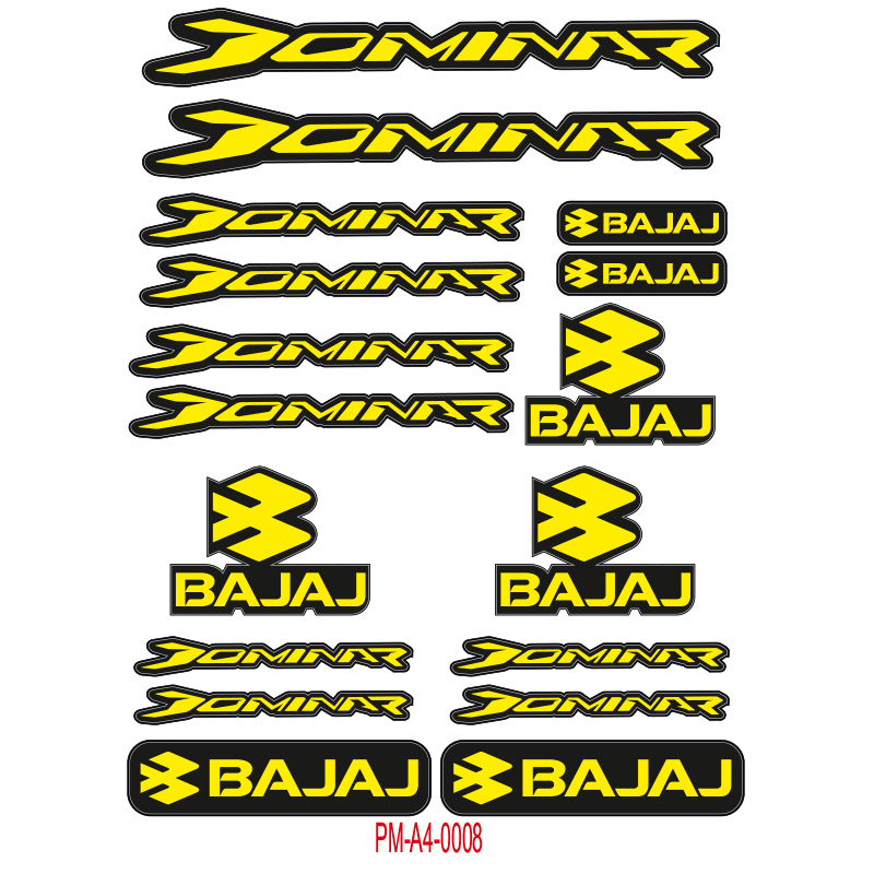 DOMİNAR BAJAJ MOTOSİKLET STİCKER SETİ A4 EBATI ÇOKLU STİCKER 04