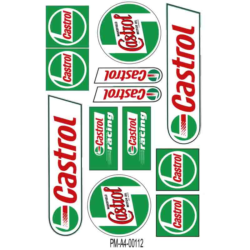 CASTROL SPONSOR TASARIMLI EKİPMAN KASK MOTORSİKLET STİCKER SETİ 01