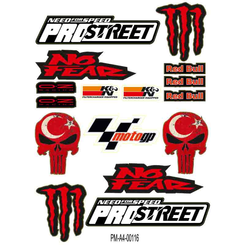 PRO STREET SPONSOR EKİPMAN KASK MOTORSİKLET STİCKER SETİ 01