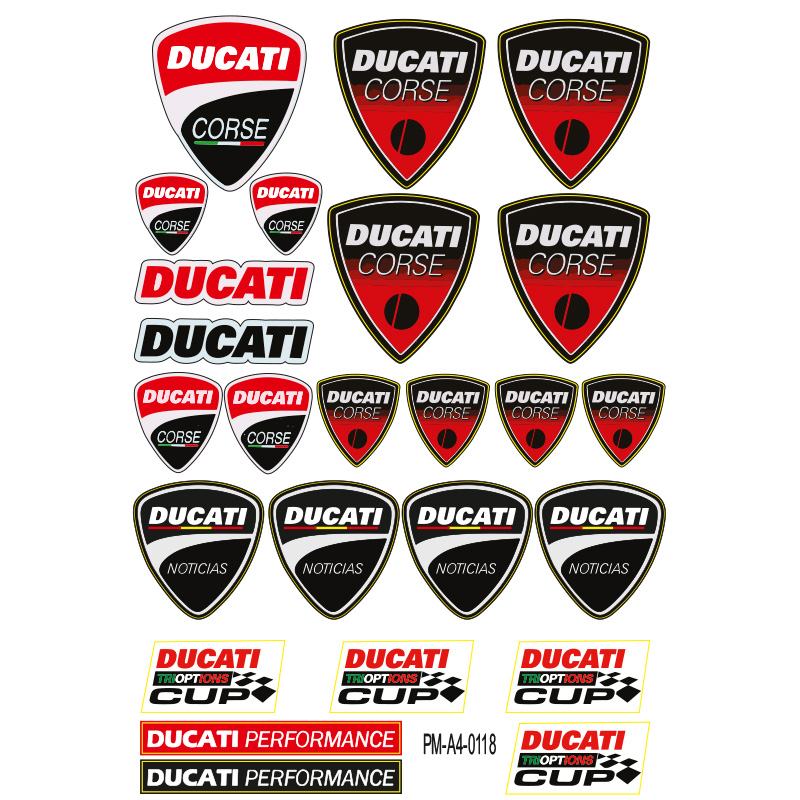 PERFORMANCE DUCATI TASARIMLI KARIŞIK SPONSOR EKİPMAN KASK MOTORSİKLET STİCKER SETİ 01