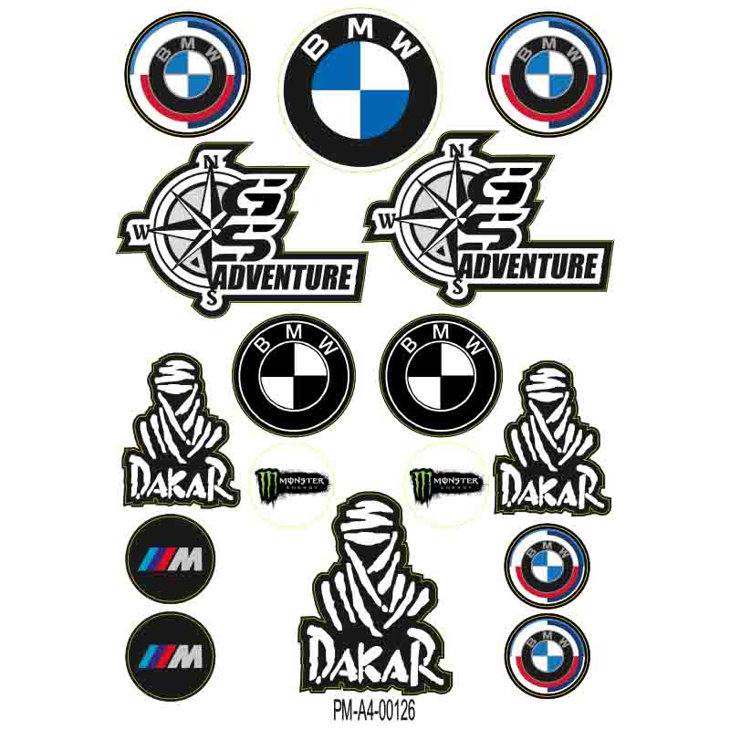 SPONSOR  DAKAR BMW TASARIMLI EKİPMAN KASK MOTORSİKLET STİCKER SETİ 01