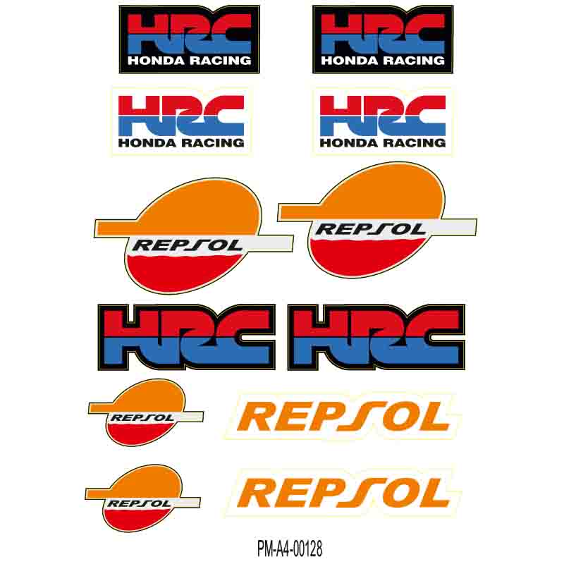 SPONSOR  HRC REPSOL TASARIMLI EKİPMAN KASK MOTORSİKLET STİCKER SETİ 01
