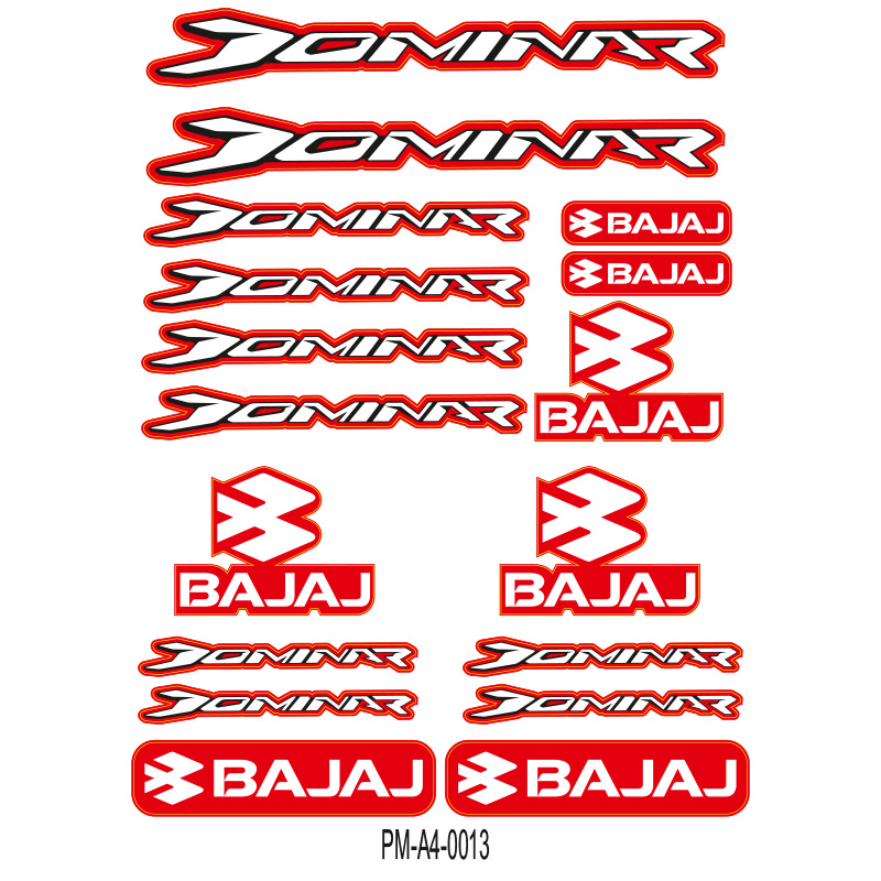 DOMİNAR BAJAJ MOTOSİKLET STİCKER SETİ A4 EBATI ÇOKLU STİCKER 09