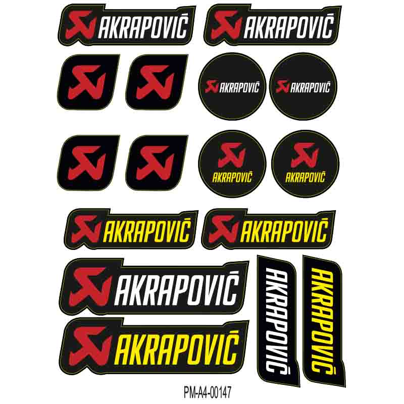 SPONSOR AKRAPOVIC TASARIMLI EKİPMAN KASK MOTORSİKLET STİCKER SETİ 01