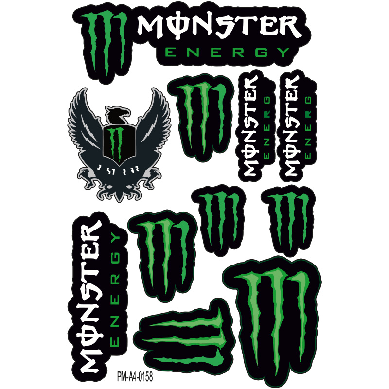 MONSTER ENERGY TASARIMLI EKİPMAN KASK MOTORSİKLET STİCKER SETİ 02