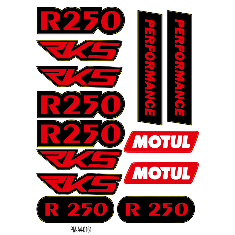 RKS R250 TASARIMLI EKİPMAN KASK MOTORSİKLET STİCKER SETİ 02