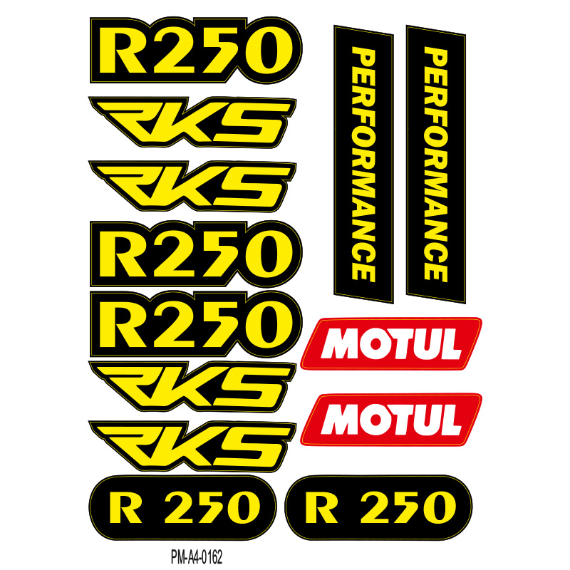 RKS R250 TASARIMLI EKİPMAN KASK MOTORSİKLET STİCKER SETİ 03