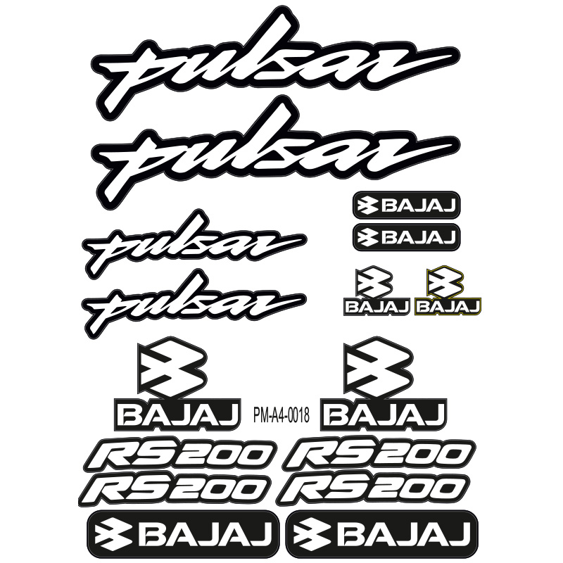 PULSAR RS200 BAJAJ MOTOSİKLET STİCKER SETİ A4 EBATI ÇOKLU STİCKER 01