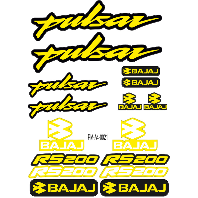 PULSAR RS200 BAJAJ MOTOSİKLET STİCKER SETİ A4 EBATI ÇOKLU STİCKER 04
