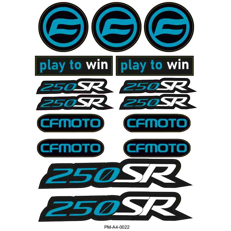 250SR CFMOTO MOTOSİKLET STİCKER SETİ A4 EBATI ÇOKLU STİCKER 01