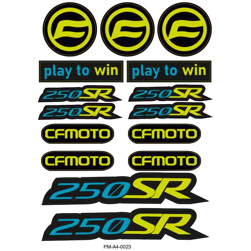250SR CFMOTO MOTOSİKLET STİCKER SETİ A4 EBATI ÇOKLU STİCKER 02