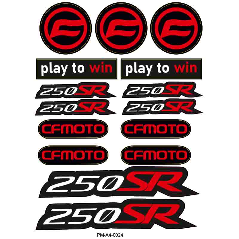 250SR CFMOTO MOTOSİKLET STİCKER SETİ A4 EBATI ÇOKLU STİCKER 03