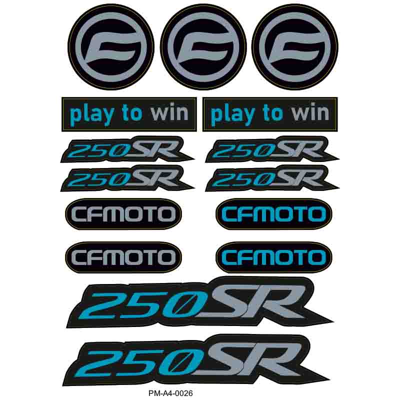 250SR CFMOTO MOTOSİKLET STİCKER SETİ A4 EBATI ÇOKLU STİCKER 05