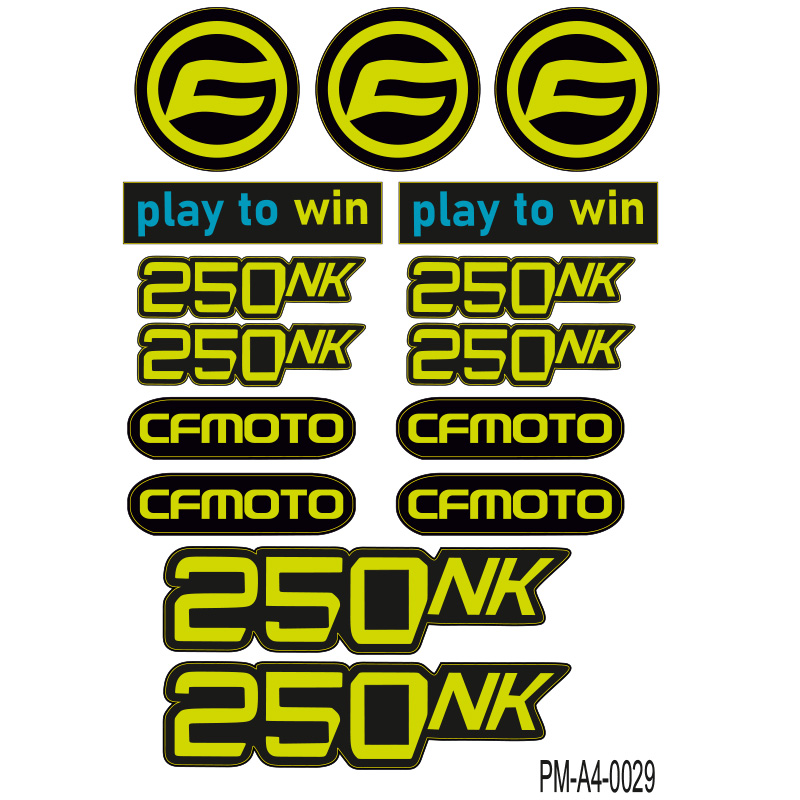 250NK CFMOTO MOTOSİKLET STİCKER SETİ A4 EBATI ÇOKLU STİCKER 03