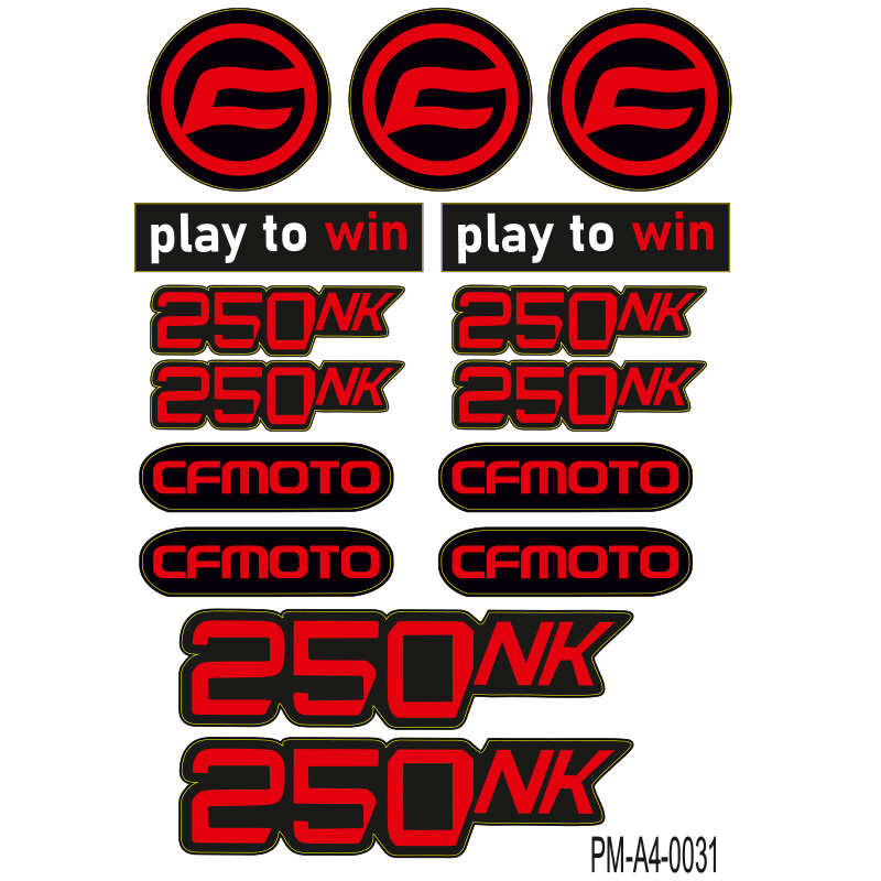 250NK CFMOTO MOTOSİKLET STİCKER SETİ A4 EBATI ÇOKLU STİCKER 05