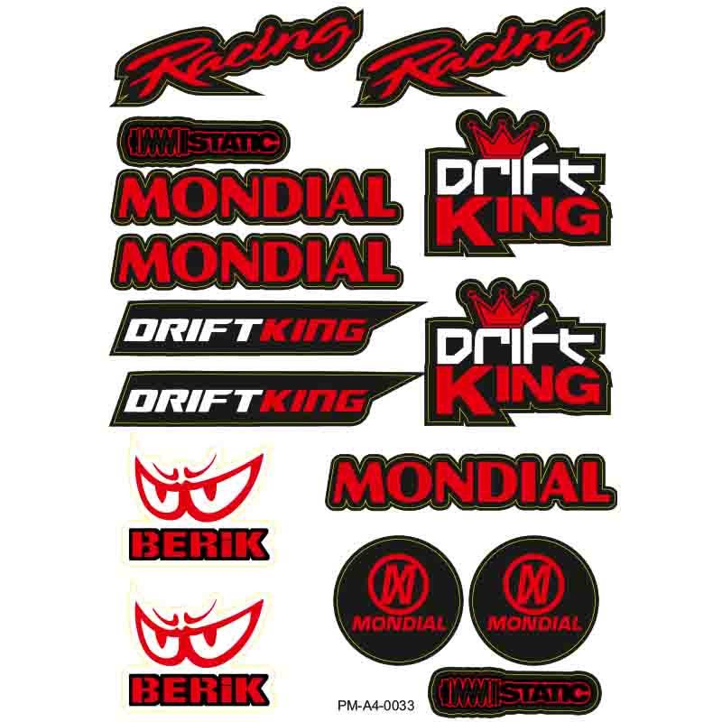 MONDİAL DRİFT MOTOSİKLET STİCKER SETİ A4 EBATI ÇOKLU STİCKER 02