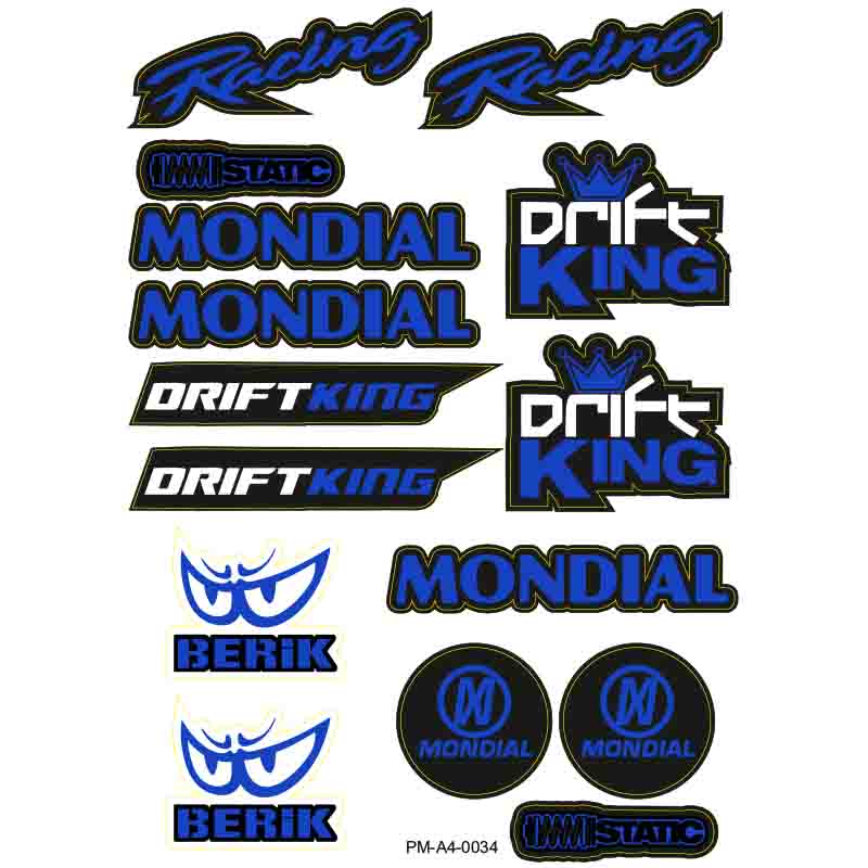 MONDİAL DRİFT MOTOSİKLET STİCKER SETİ A4 EBATI ÇOKLU STİCKER 03