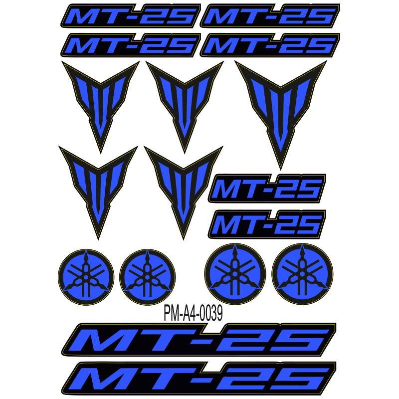 MT-25 YAMAHA MT MOTOSİKLET STİCKER SETİ A4 EBATI ÇOKLU STİCKER 04