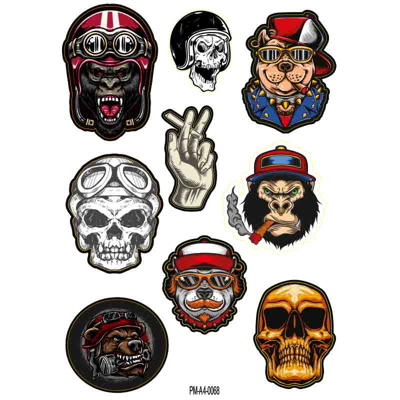 TREND KARIŞIK EKİPMAN KASK MOTORSİKLET STİCKER SETİ 03