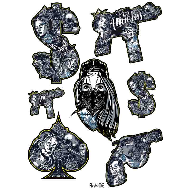 TREND KARIŞIK EKİPMAN KASK MOTORSİKLET STİCKER SETİ 04