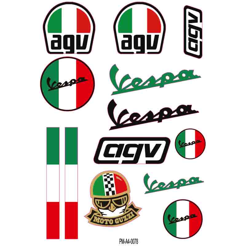 VESPA AGV EKİPMAN KASK MOTORSİKLET STİCKER SETİ 02