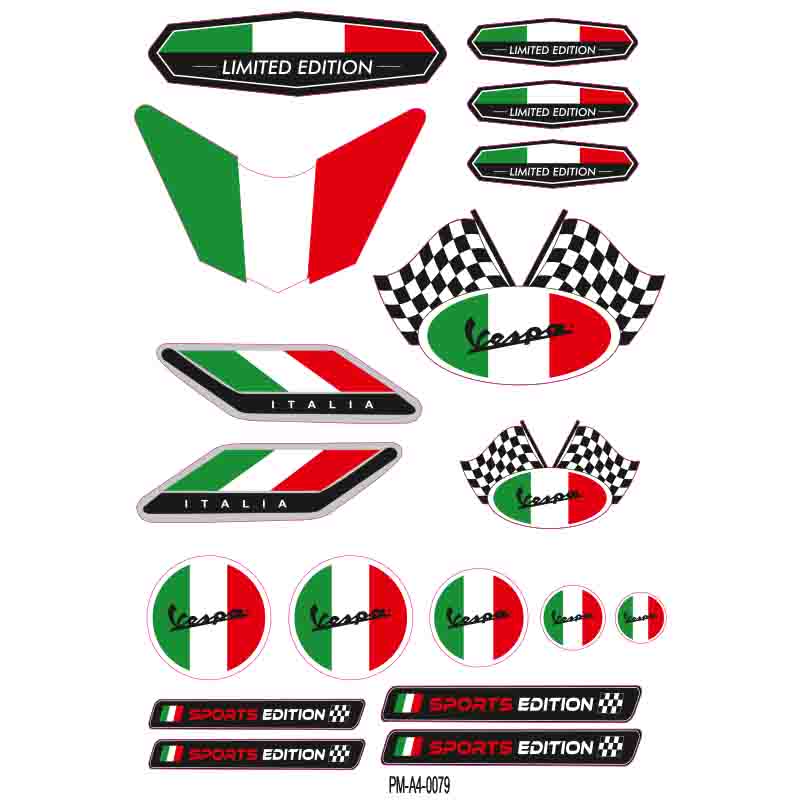 VESPA LIMITED EDITION EKİPMAN KASK MOTORSİKLET STİCKER SETİ 03