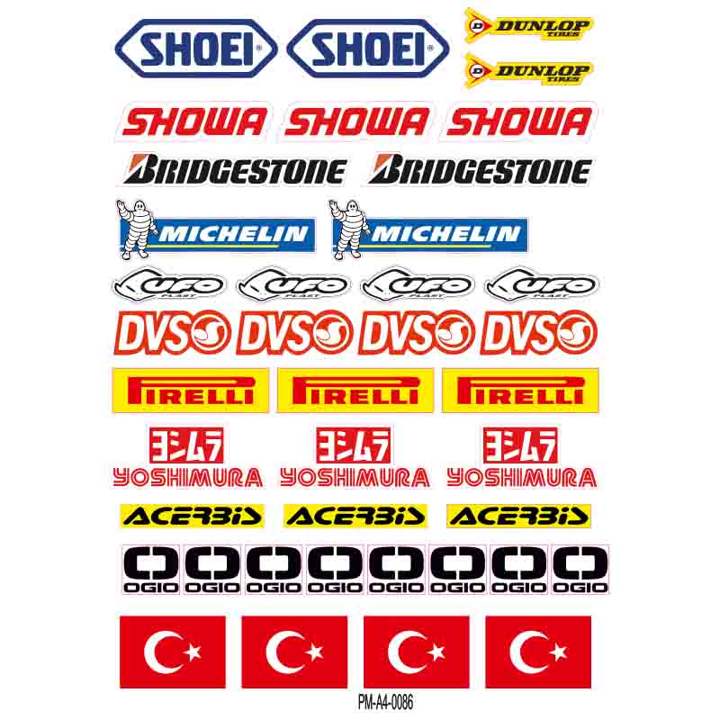 KARIŞIK ÇOKLU EKİPMAN KASK MOTORSİKLET STİCKER SETİ 04