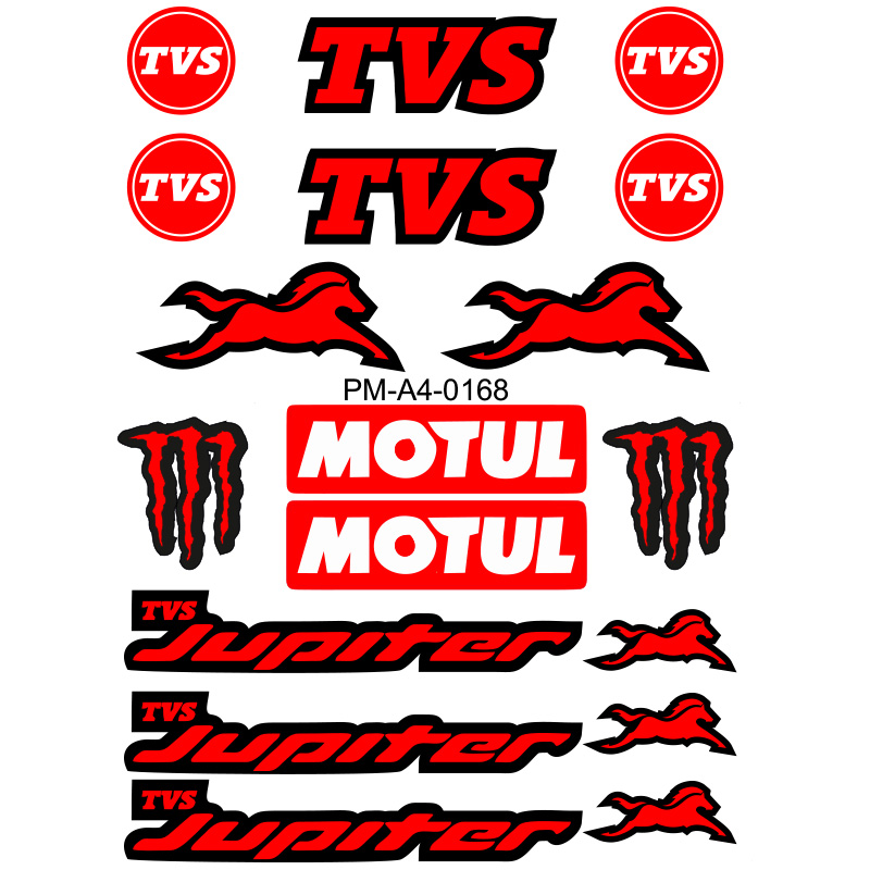 TVS JÜPİTER TASARIMLI EKİPMAN KASK MOTOSİKLET STİCKER SETİ 01