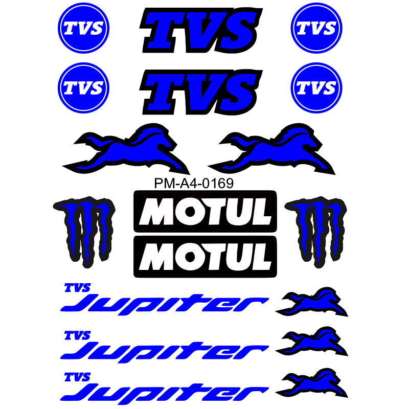TVS JÜPİTER TASARIMLI EKİPMAN KASK MOTOSİKLET STİCKER SETİ 02