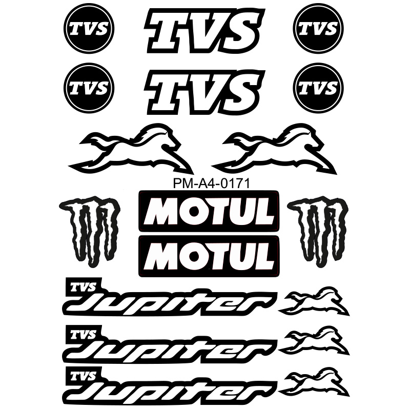 TVS JÜPİTER TASARIMLI EKİPMAN KASK MOTOSİKLET STİCKER SETİ 04