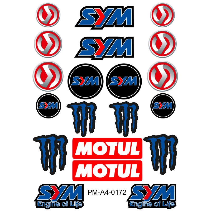 SYM MOTUL TASARIMLI EKİPMAN KASK MOTOSİKLET STİCKER SETİ 01