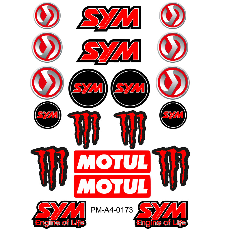 SYM MOTUL TASARIMLI EKİPMAN KASK MOTOSİKLET STİCKER SETİ 02