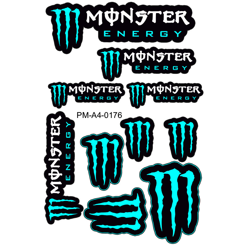 MONSTER TASARIMLI EKİPMAN KASK MOTOSİKLET STİCKER SETİ 002
