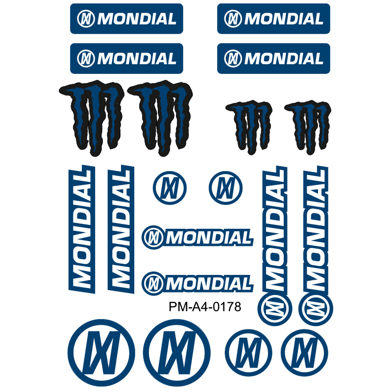 MONDİAL TASARIMLI EKİPMAN KASK MOTOSİKLET STİCKER SETİ 01