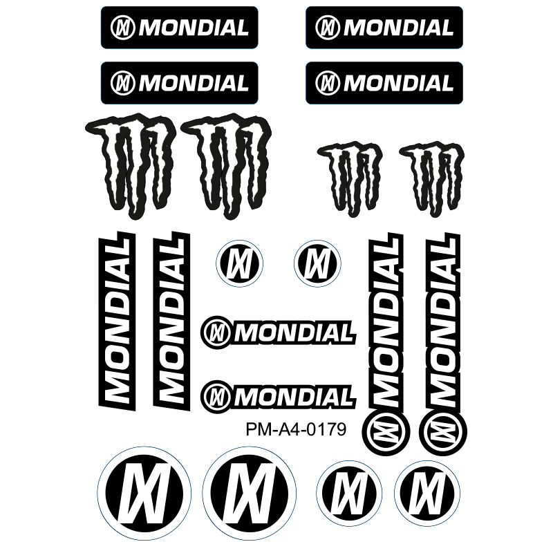 MONDİAL TASARIMLI EKİPMAN KASK MOTOSİKLET STİCKER SETİ 02