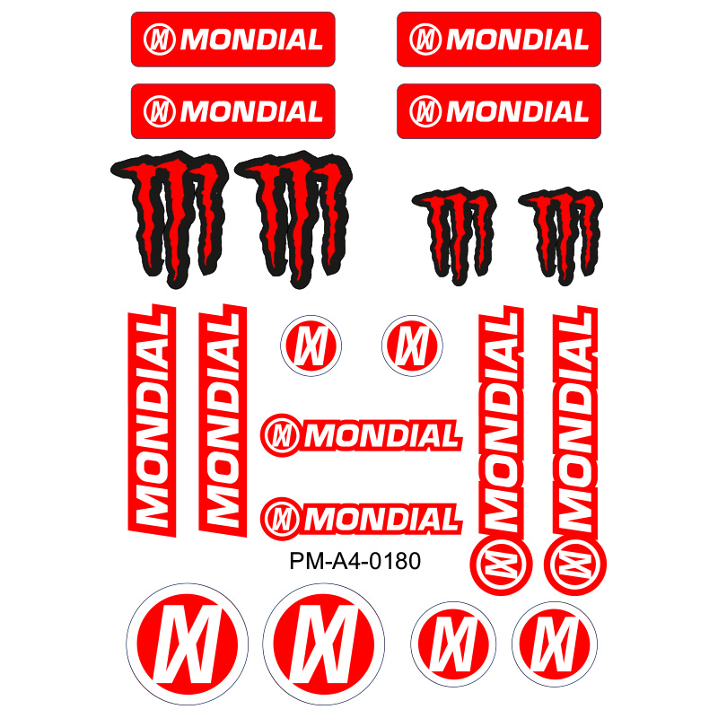 MONDİAL TASARIMLI EKİPMAN KASK MOTOSİKLET STİCKER SETİ 03