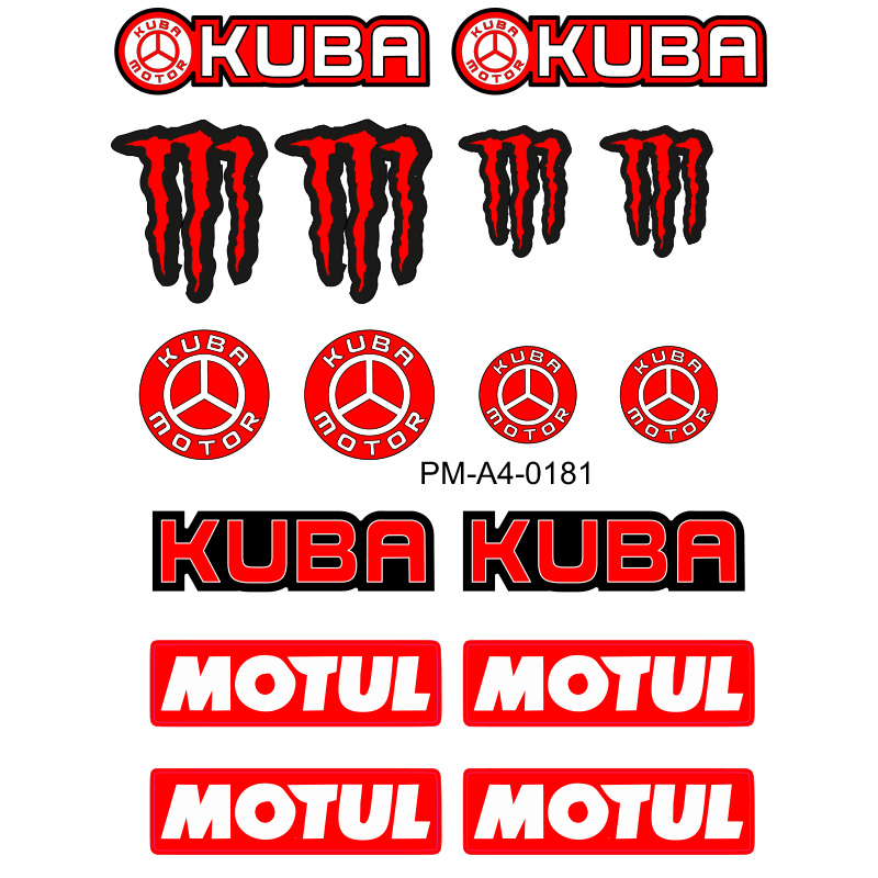 KUBA TASARIMLI EKİPMAN KASK MOTOSİKLET STİCKER SETİ 01