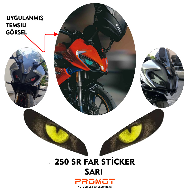 CFMOTO 250 SR UYUMLU FAR KAPLAMA STİCKER SARI