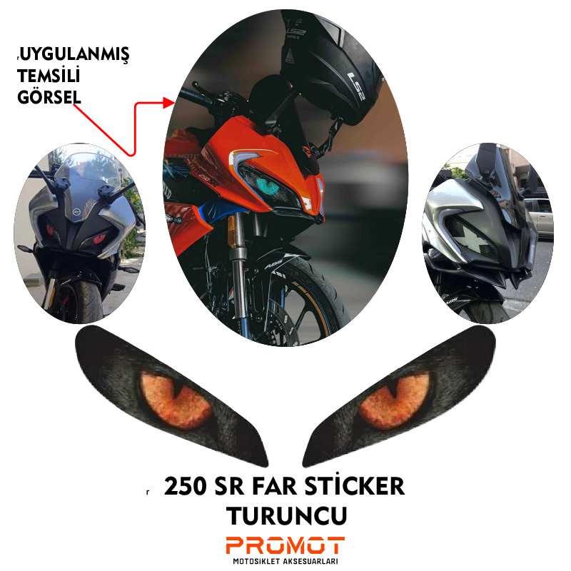 CFMOTO 250 SR UYUMLU FAR KAPLAMA STİCKER TURUNCU