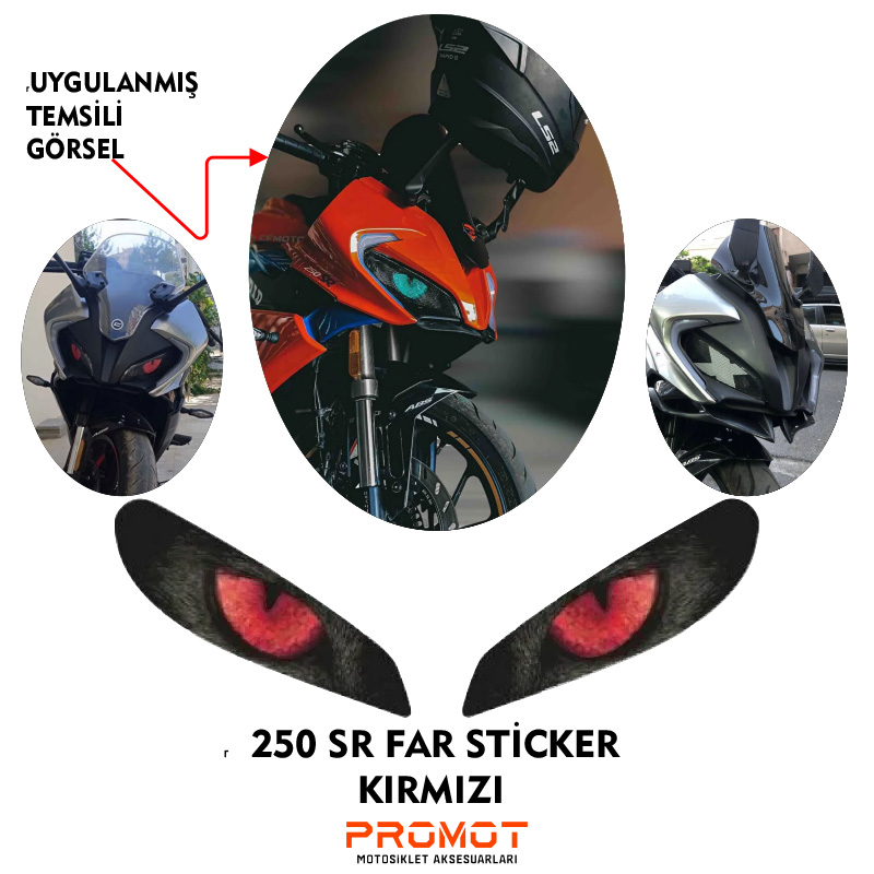 CFMOTO 250 SR UYUMLU FAR KAPLAMA STİCKER KIRMIZI