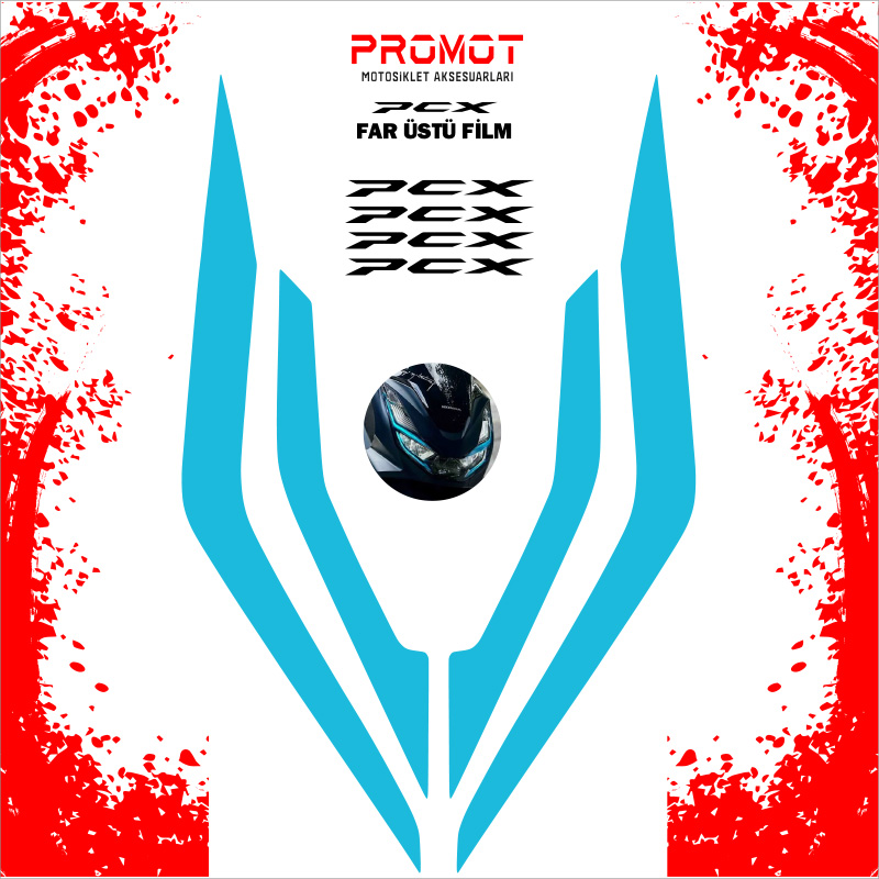PCX 125/150 UYUMLU FAR KAPLAMA STİCKER 2021-24 MAVİ