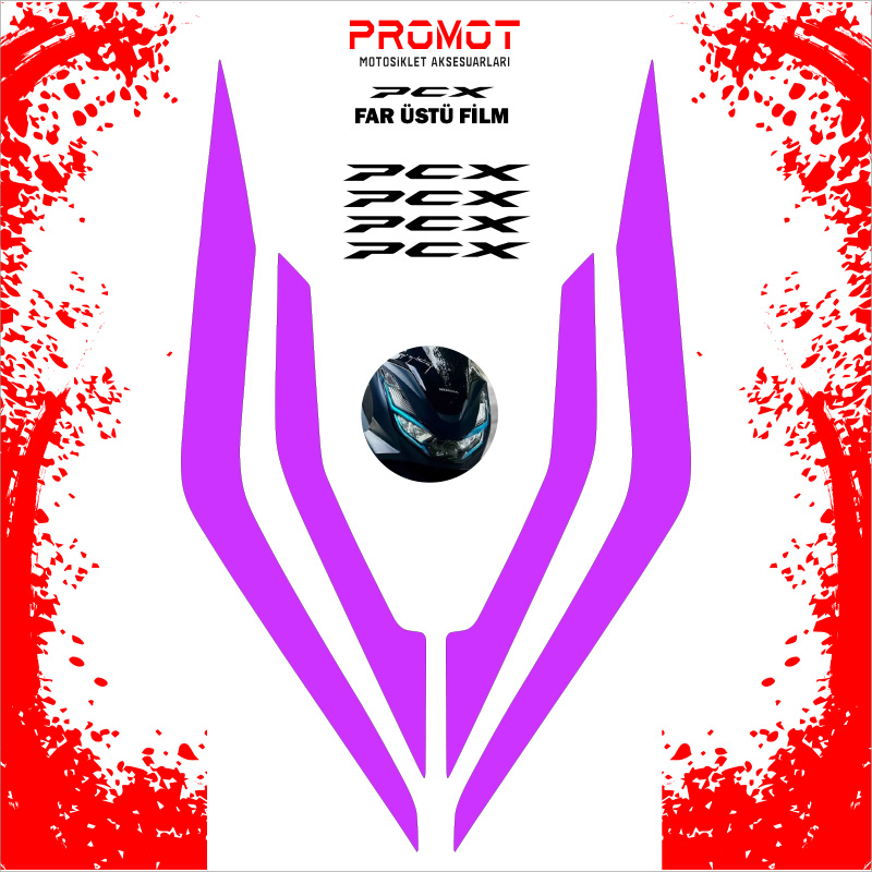 PCX 125/150 UYUMLU FAR KAPLAMA STİCKER 2021-24 MOR