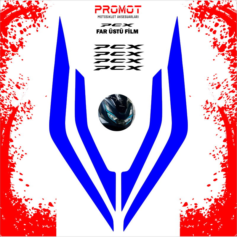 PCX 125/150 UYUMLU FAR KAPLAMA STİCKER 2021-24 KOYU MAVİ