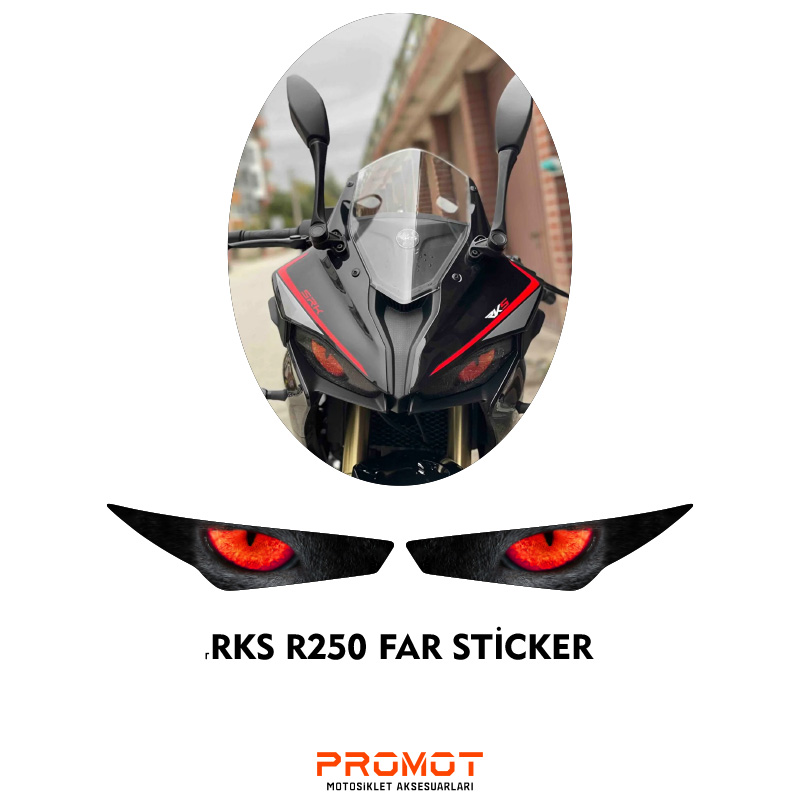 RKS R250 UYUMLU FAR KAPLAMA STİCKER KIRMIZI 2023/24