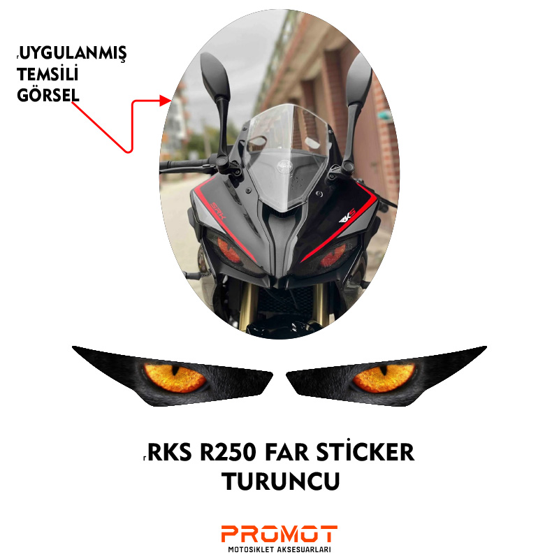 RKS R250 UYUMLU FAR KAPLAMA STİCKER TURUNCU 2023/24